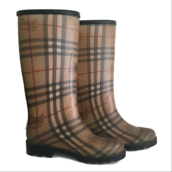 Burberry Shoes - Burberry Nova Check Rain Boots - Size 37
